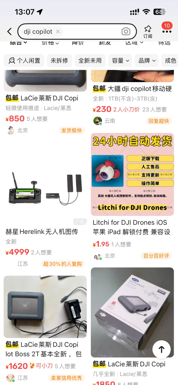 DJI Copilot 在闲鱼上的价格